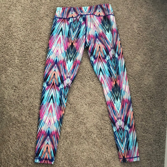 Multi Colored Striped Zella Workout Leggings Sz M - Picture 2 of 2